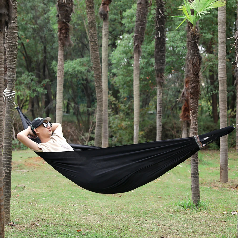 Portable Hanging Hammocks Single Person for Travel Beach Outdoor Camping Colorful High Strength Parachute Fabric Bed Storage Bag