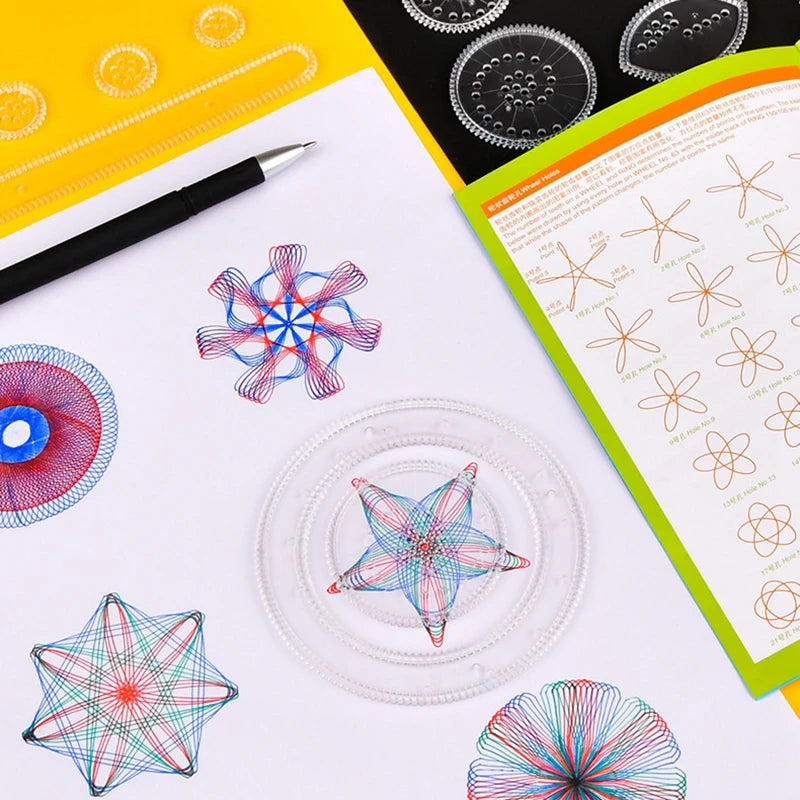 Funny Spirograph Drawing Toys Set Montessori Education Geometric Ruler Toys Drawing Accessories Creative Educational Kids Toy