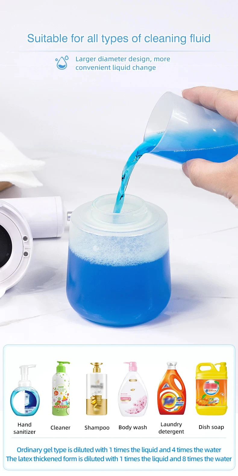 Electric Liquid Foam Dispenser Gun Automatic Continuous Foaming Shampoo Face Wash God Detergent Bathroom Bubble