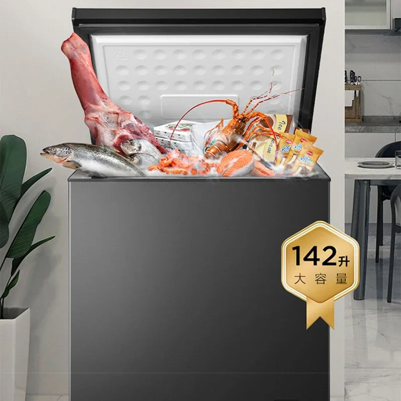 142L Household Freezer 6.8℉to -4℉with Removable Basket Free Standing Top Open Door Compact Freezer 450W Refrigerator For Home