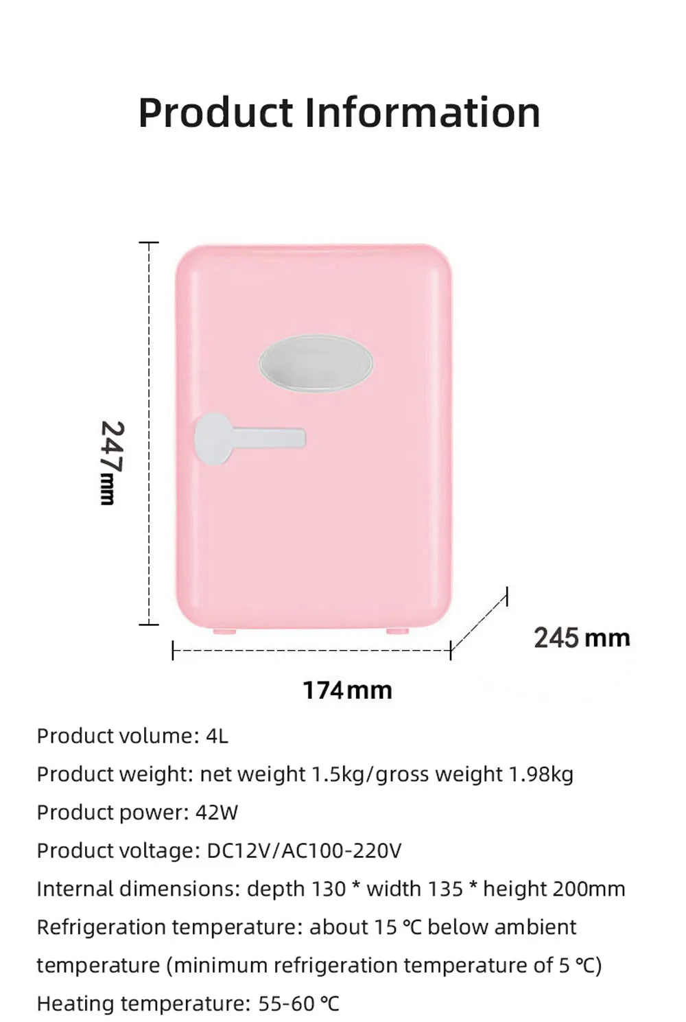 4L Mini Refrigerator,Small Household Fridge,Vehicle Freezer, Dual Use Of Refrigeration And Heating,Beer Cooling Home Appliance