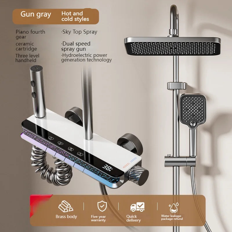 Digital Display Shower Set with Starry Sky Atmosphere Light  Bathroom Shower System Modern Bath Faucets Shower Head