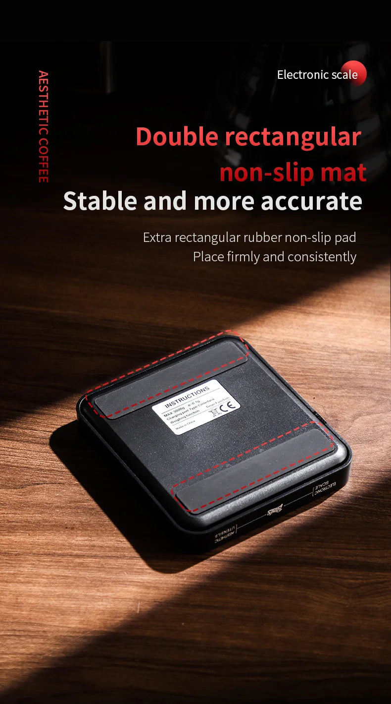 Bincoo Professional Coffee Scale Electronic Scale Coffee Powder Weighing Accurate Weight 0.1g Split Screen Display Barista Tool