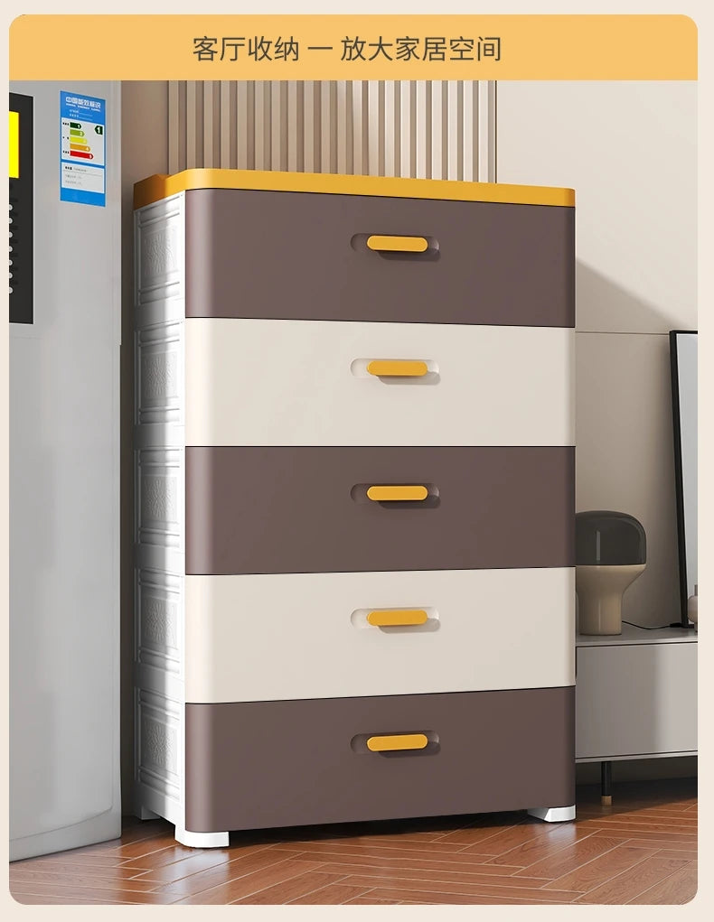 Thickened Drawer Storage Cabinet, Multi-Layer PP Organizer, Silent-Wheel Bedside Cabinet, Modern Large-Capacity Home Storage Box