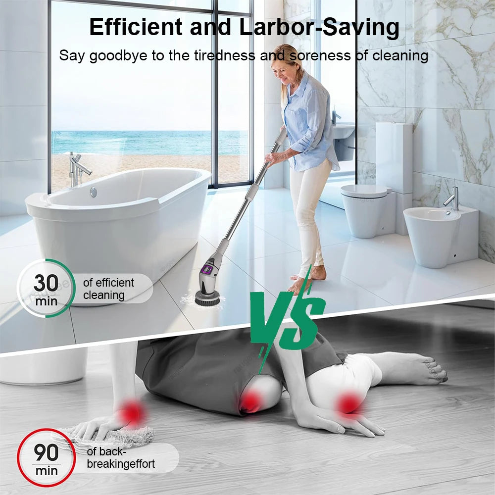 Electric Bathroom Cleaning Brush 10 in 1 Multifunctional Household Wireless Electric Spin Scrubber Cleaning for Kitchen Toilet