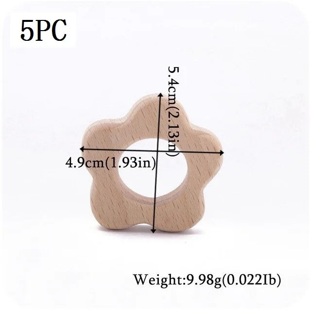 Let's Make 5pcs Wholesale Wooden Teether Rodent Pacifier Pendant Wooden Toys DIY Baby Necklace Gift BPA Free Beech Hedgehog Bird