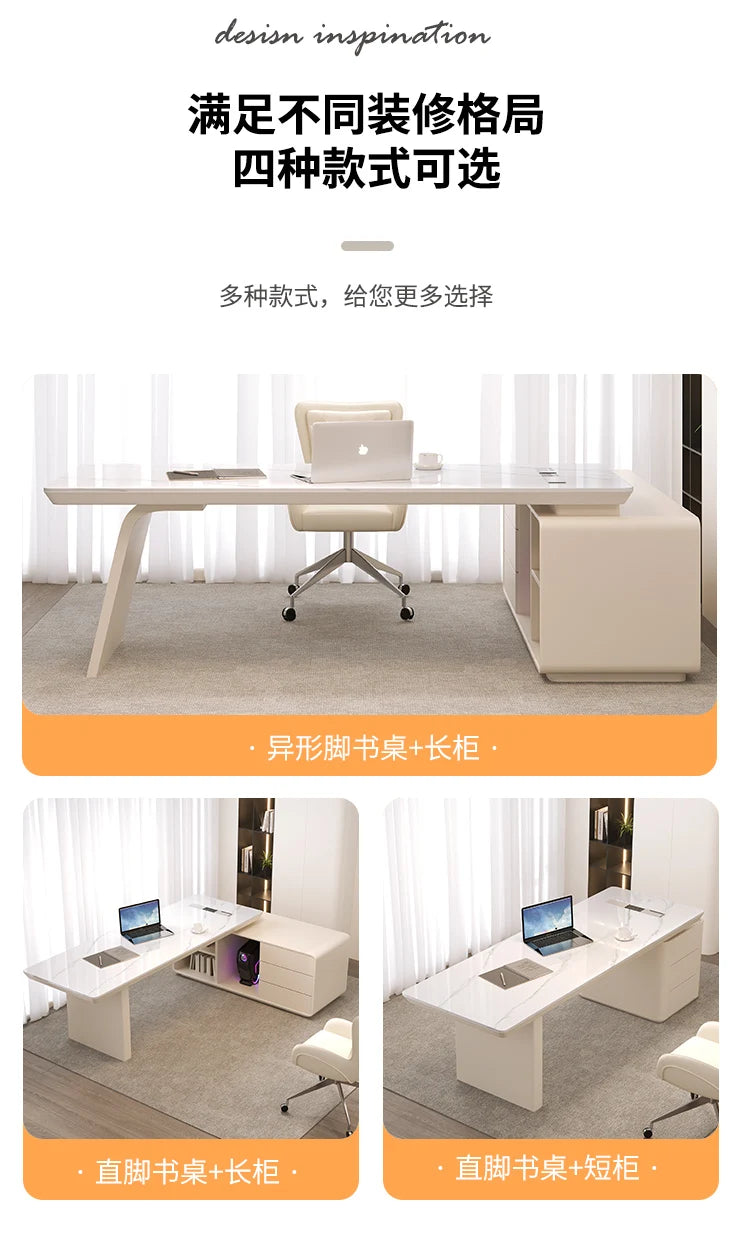 White minimalist office desk modern Elegant high-end design executive desk Mid century luxurymesa ordenador interior furniture