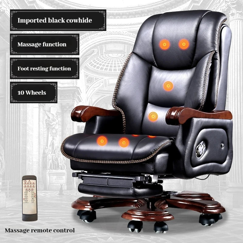 Leather Wheel Office Chair Support Design Relax Modern Massage Chair Chaise Mobile Comfy Luxury Silla Oficina Office Furniture