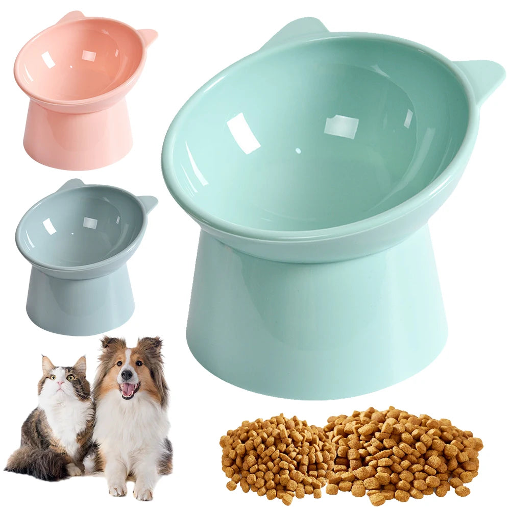 Tilted Cat Food Bowl Elevated Cat Bowl Ergonomic Cat Food Dish Anti Vomiting Plastic Feeding Bowl Non Slip for Flat- Faced Cats