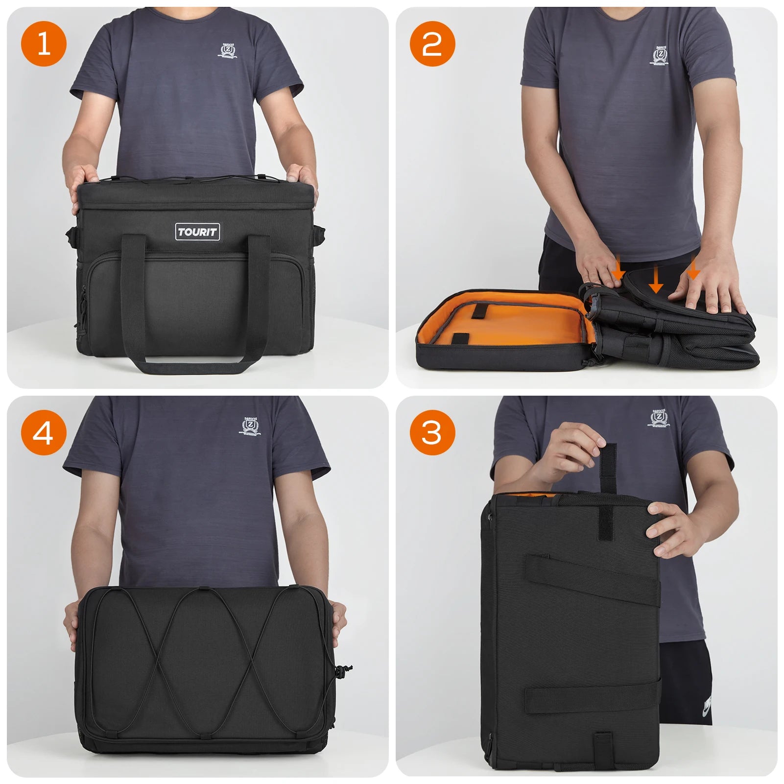 TOURIT Thermal Cooler for Drinks 14.6L 24L 32L Foldable Insulated Cooler Bag Leakproof Car Refrigerator Bag Food Delivery Bag