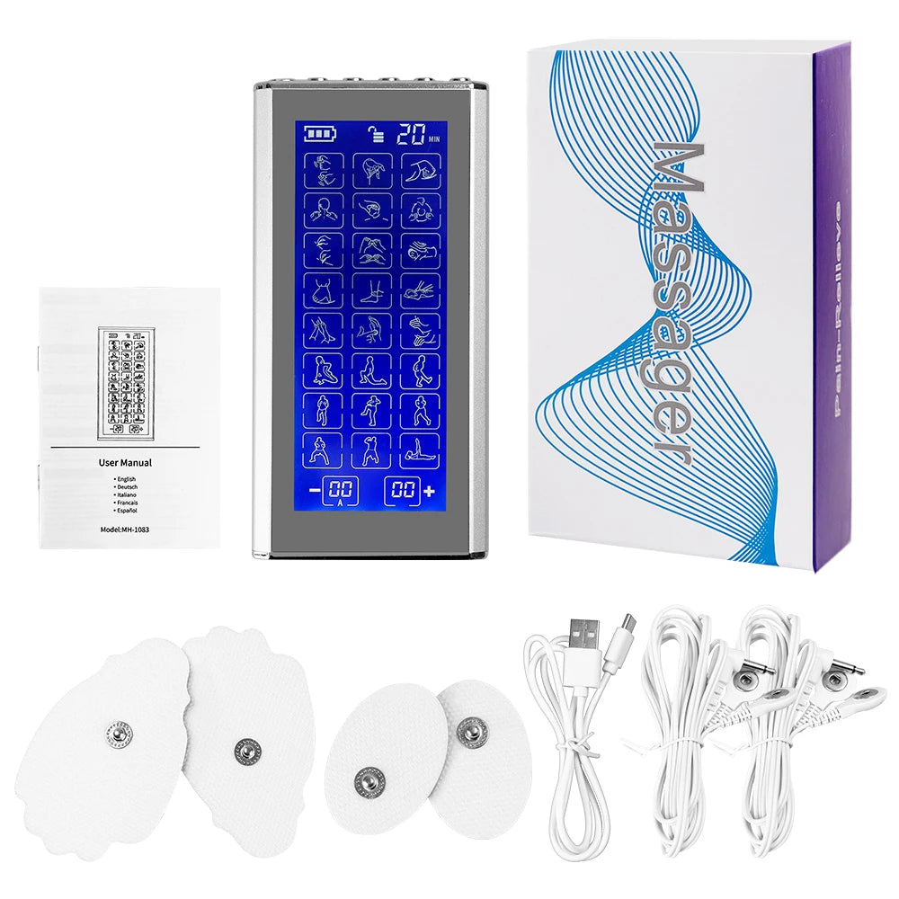 24 Modes Tens Unit Machine with 4 Electrode Pads for Pain Relief Pulse Massage EMS Muscle Stimulator Pain Relief Massage Relax
