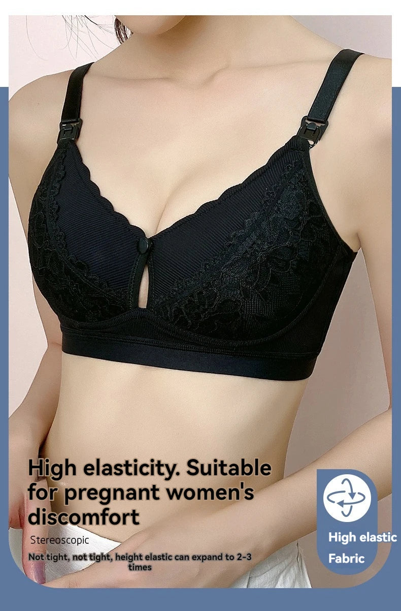 New Cotton Soft Comfortable Pregnant Women's Breastfeeding Bra Gathering Anti sagging and Steel Ring Free Women's Underwear