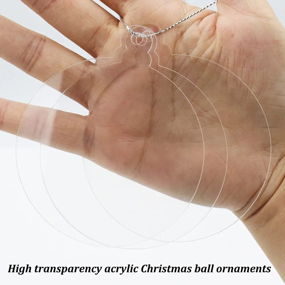 50pcs 3 Inch Clear Blank Acrylic Christmas Ornaments 2023 Unfinished Round Acrylic Christmas Ornaments For DIY Craft Hanging Orn