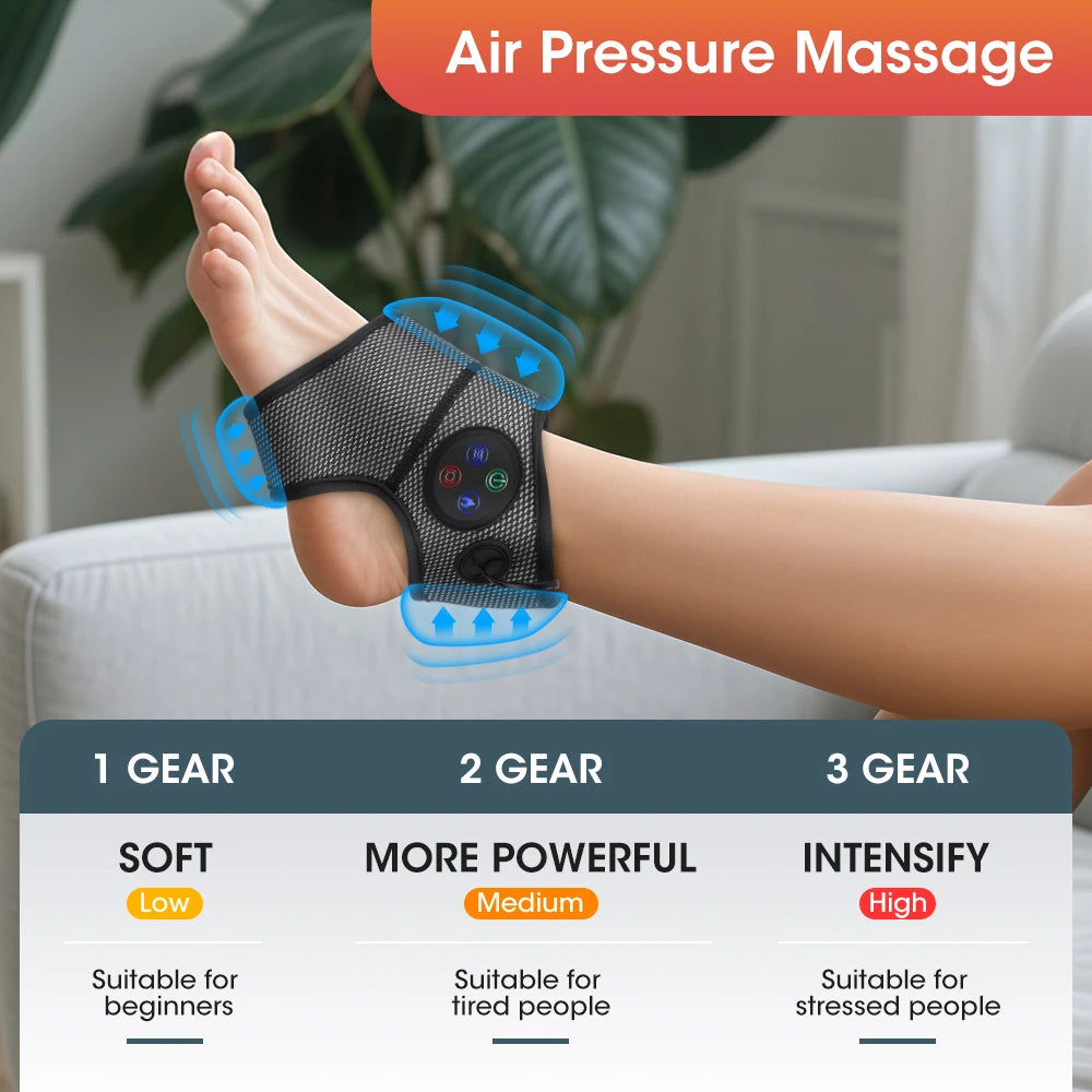 Electric Ankle Foot Massager Vibration Hot Compress Smart Air Pressure Multifunctional Brace Support Relaxation Treatments