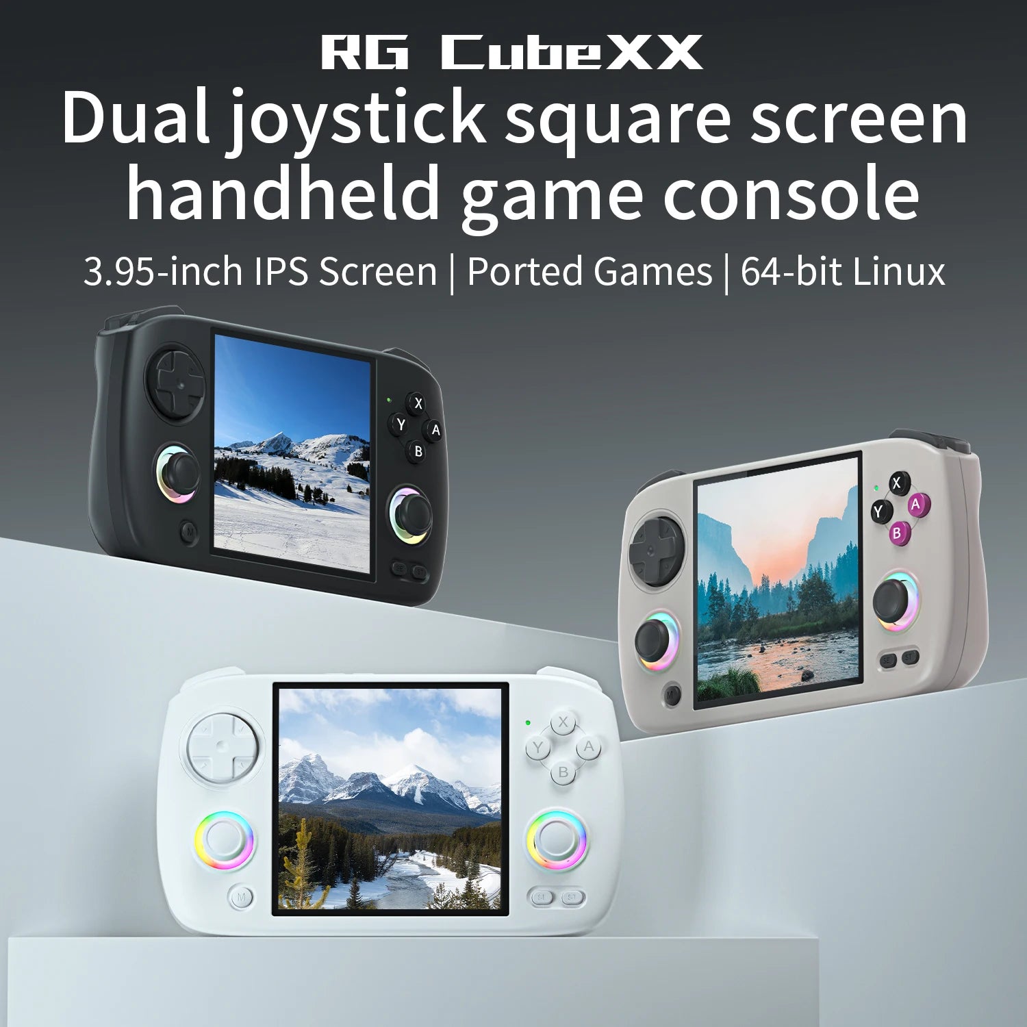 ANBERNIC RG Cubexx Retro Handheld Game Console 3.95" IPS 720*720 Screen Linux 64bit Support WiFi Bluetooth Streaming Video Games