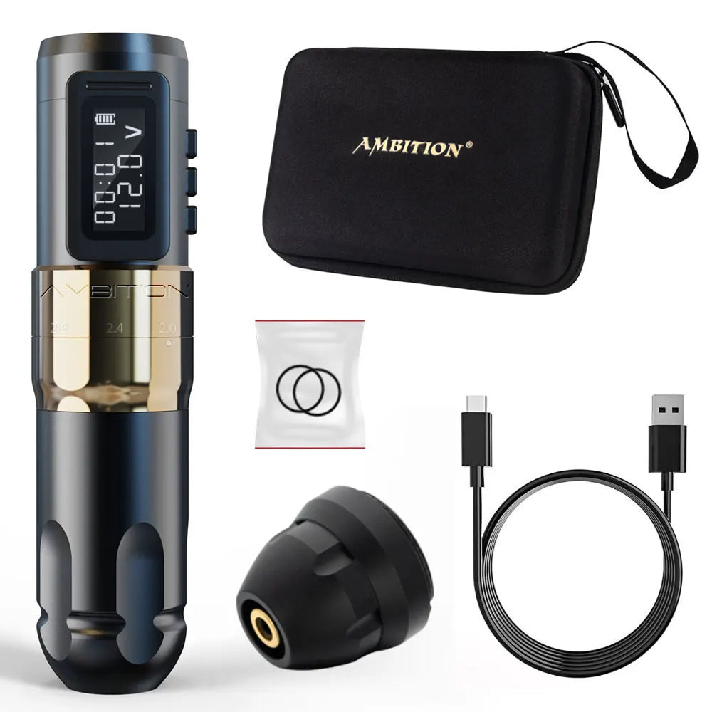 Ambition MARS-U Professional Wireless Tattoo Machine Pen Adjustable Stroke 2.2-4.2mm Cartridge 1800mAh Coreless Motor Tattoo Art