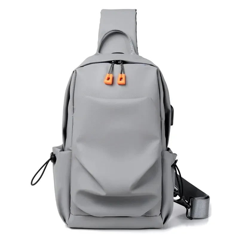 New Men's And Children's Chest Bag Waterproof Trend Simple Usb Charging Solid Color Multifunctional Messenger Bag Shoulder Bag