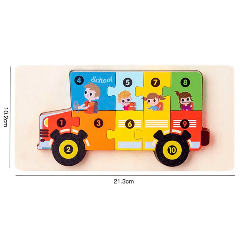 1PCS 3D Puzzle Wooden Dinosaur Animal Jigsaw Puzzle Early Education Color Sorting Learning Educational Toys  For Toddlers Gift