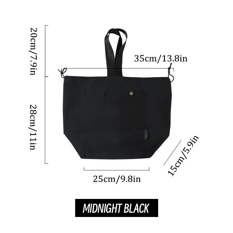 Japanese Korean Lunch Bag Cotton Canvas Large Solid Color Drawstring Portable Thermal Insulated Picnic Storage Bento Box Bag