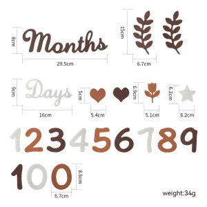 Baby Milestone Number Monthly Memorial Cards For Newborn Baby Paper Wooden Engraved Age Photography Accessories Birthing Gift