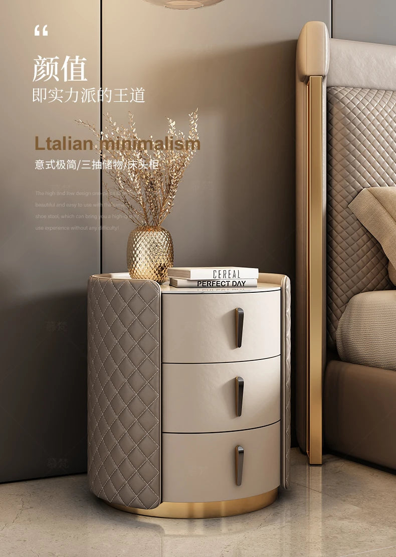 Storage Modern Nightstand Aesthetic Luxury Simple Leather Bedside Table Italian Trendy Muebles Para Cuarto Bedroom Furniture