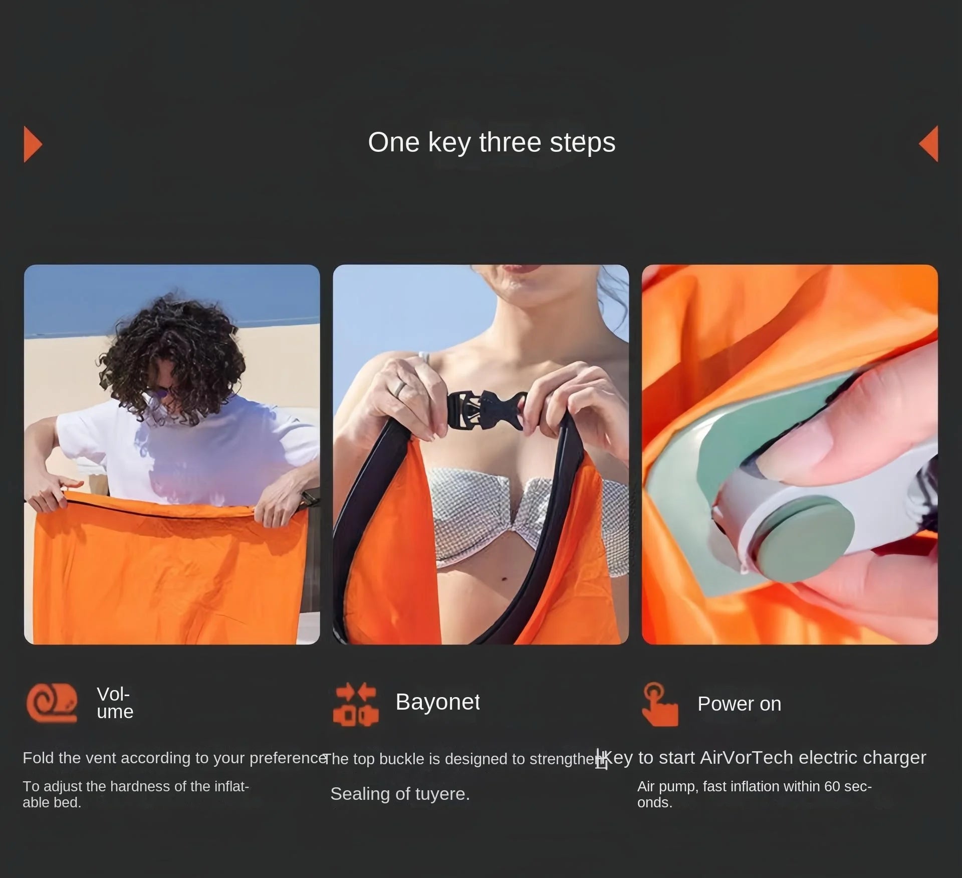 One Click Self Inflating Lazy Sofa Portable Inflatable Sofa Lounge Chair, Beach Camping Leisure Wave Sofa Chair, Rechargeable