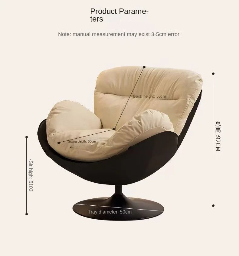 X&D Nordic Single Rotating Sofa Modern Simple Home Living Room Balcony Bedroom Eggshell Chair Light Luxury Lazy Rocking Chair