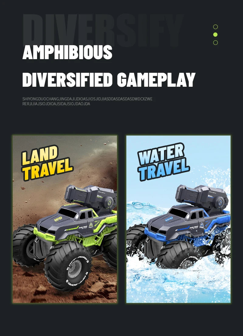 2.4G RC Car Self-absorbing High-pressure Water Gun Remote Control Amphibious Off-road Vehicle Climbing Stunt Car Water Toys Gift