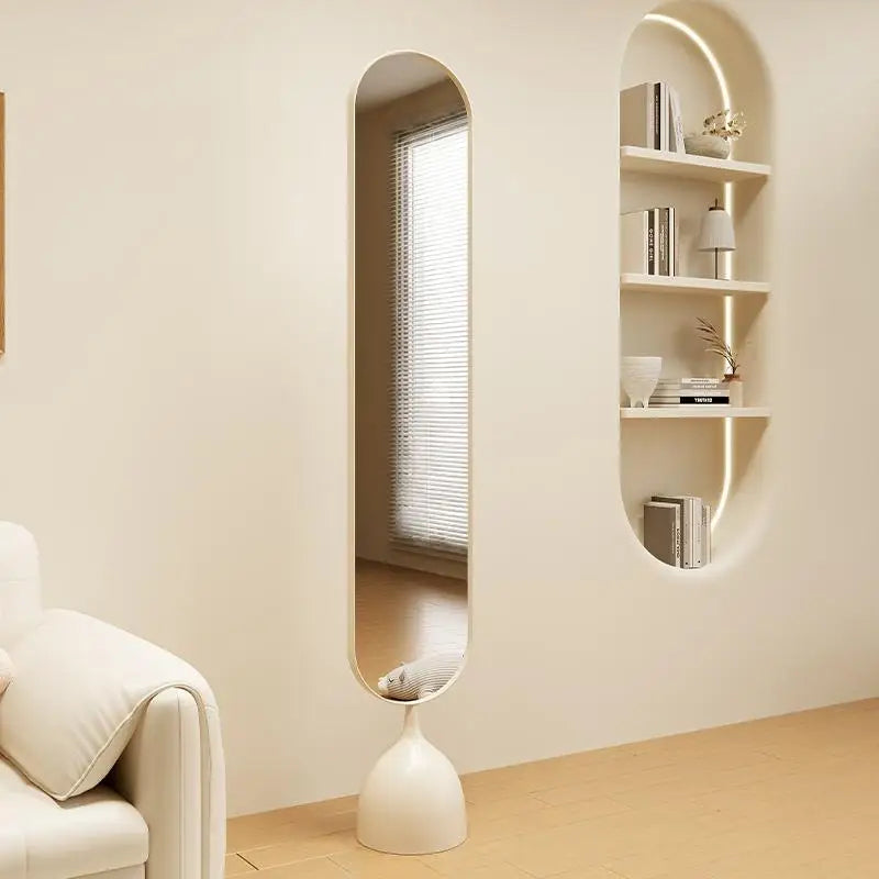 Dressing Mirror Full Body Nordic Household Movable Floor-standing Light Luxury Living Room Rotary Celebrity Explosion Proof Full