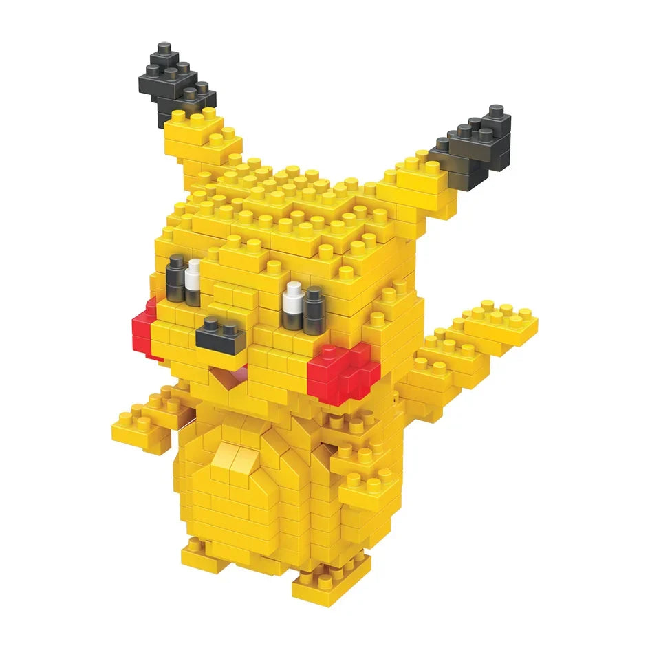 DIY Pokemon Blocks Small Cartoon Mini Building Block Pikachu Charizard Eevee Mewtwo Anime Assemble Action Model Dolls Toys