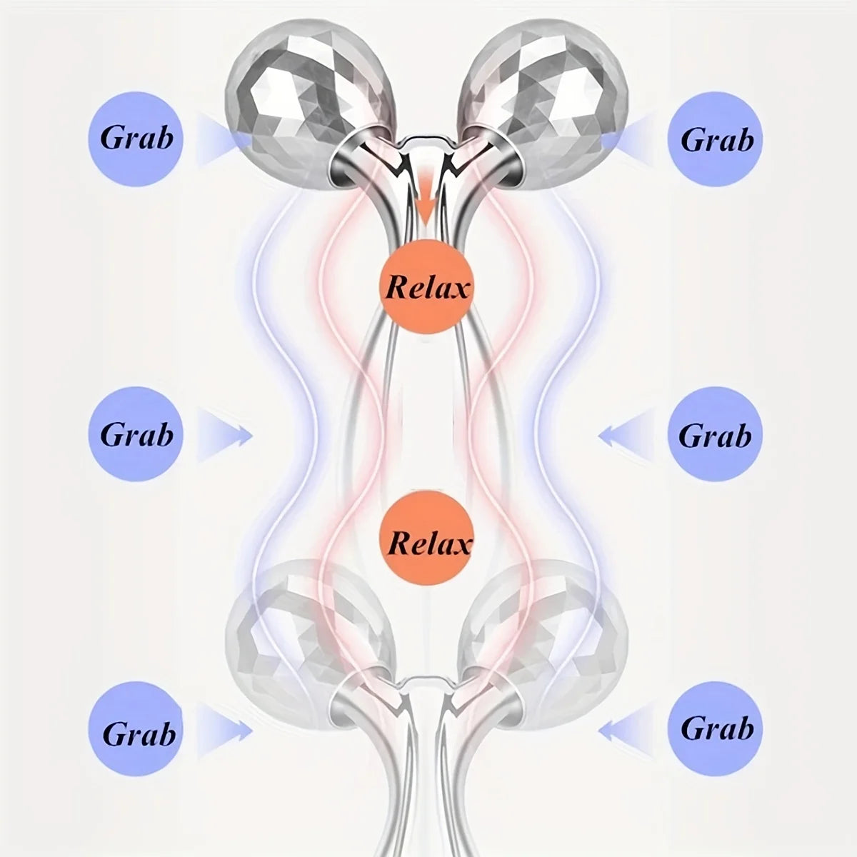 One Piece 3D Facial Roller Massage Tool - 3D Roller Face Slimmer - Manual Facial Massager - Silver