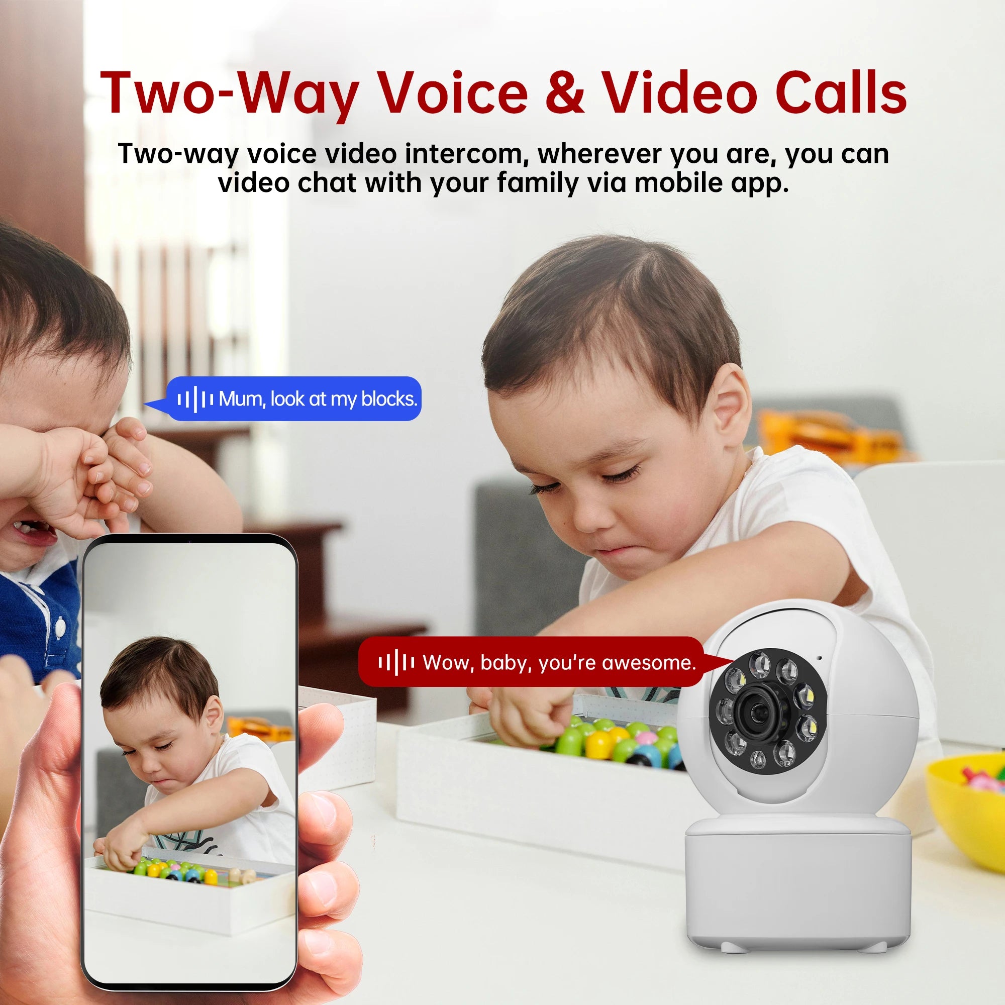 3MP WIFI Smart Camera Security Protection Baby Monitor Mini Cam Full Color Night Vision Ai Human Tracking Two-Way Audio ICSEE
