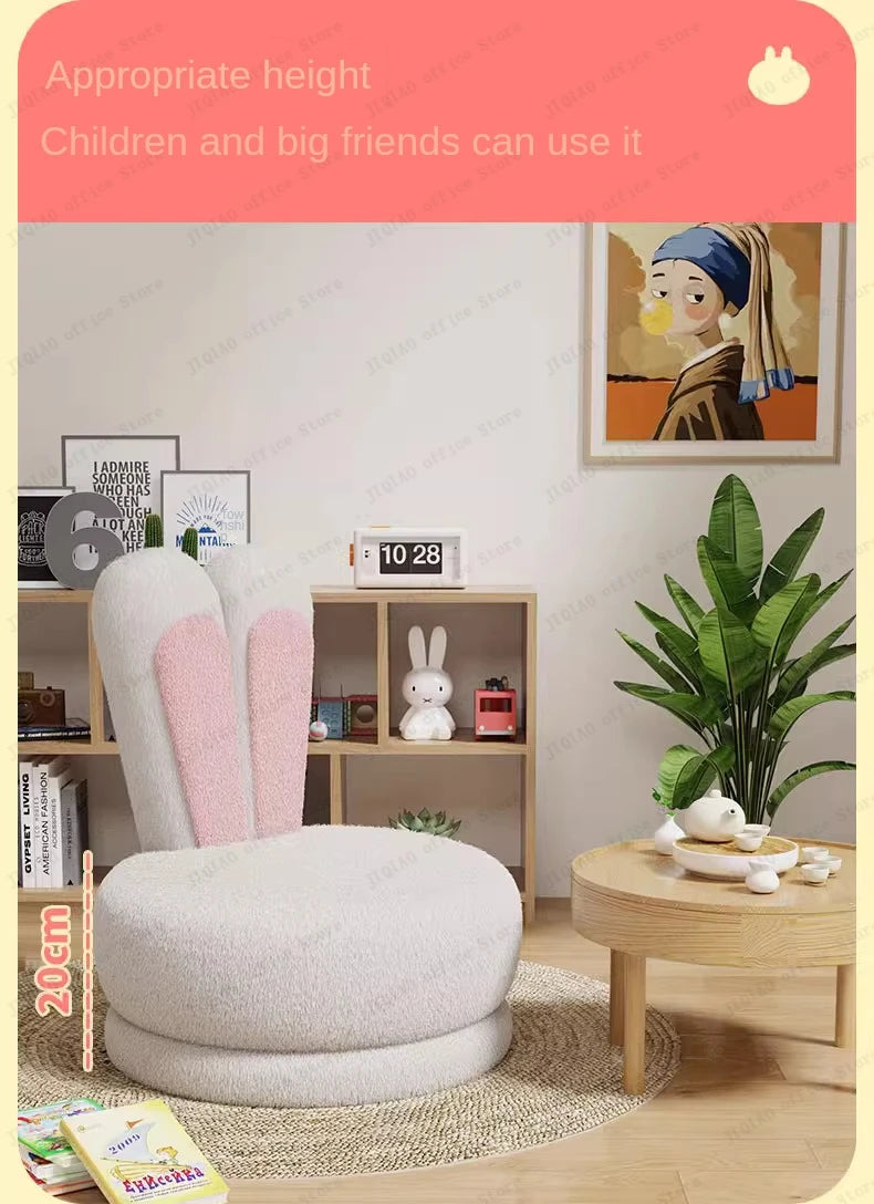 Children's Sofa Lazy Sofa Cute Chair for Living Room Rotating Cartoon Rabbit Ears Chair Leisure Reading Chair Chair with Back