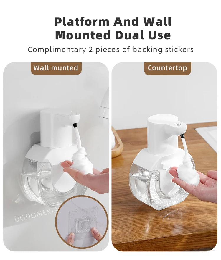 New Wall Mounted Automatic Soap Dispenser Foam Smart Hand Washing Machine 420ml Liquid Rechargeable Bathroom Induction Sensor