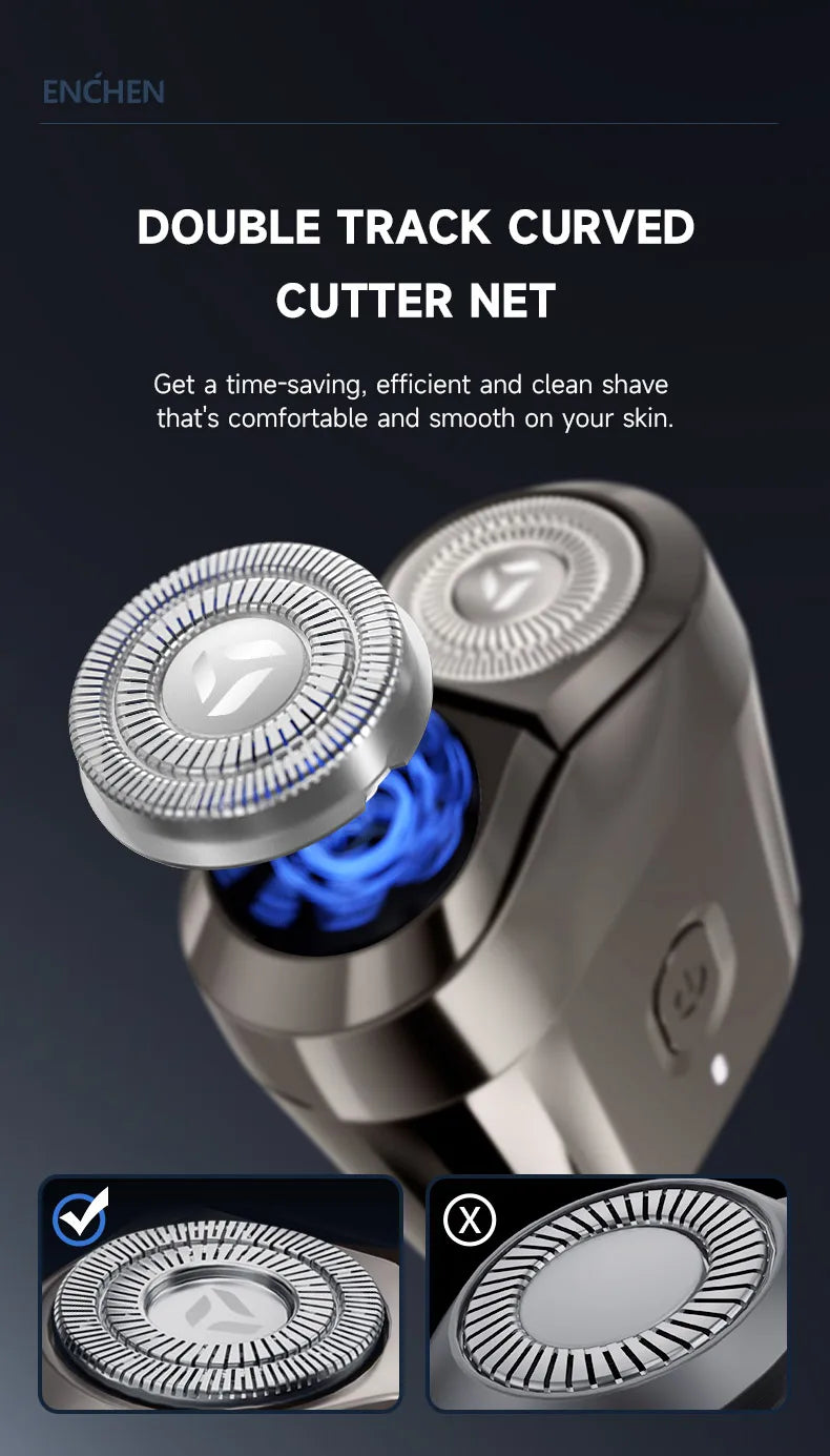 ENCHEN Mini6 2-Direction Flex Heads Electirc Shaver 100% Waterproof Up to 60-Min OF Cordless Shaving With Magnetic Cutter Head