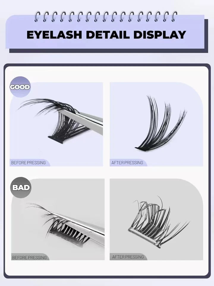 DIY Clusters Lash Kit Full Set 8-16mm Mix Bond&Seal Tweezers Lash for Self Application Makeup Individual Eyelash Extensions