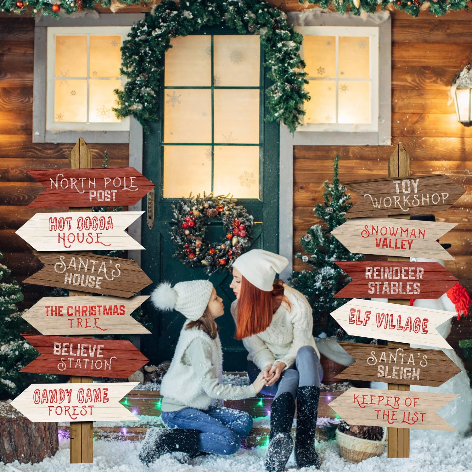 12PCS Arctic Christmas Festival Paper Signage Xmas decor 2025 Xmas Santa Claus workshop sign Navidad Natal New Year Gift 2026