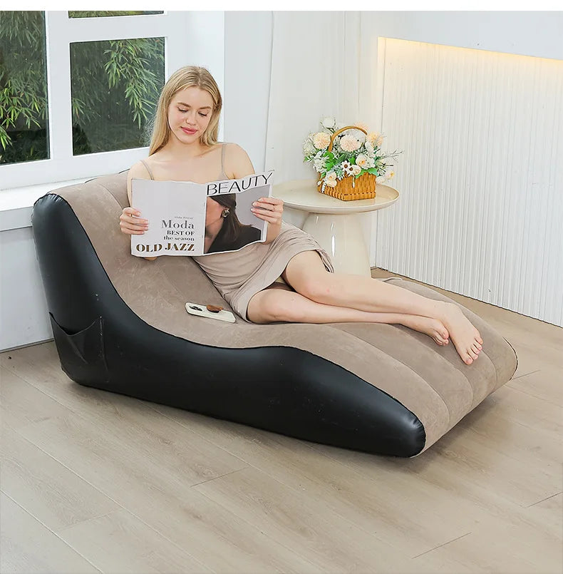 Inflatable Deck Chair , Inflatable Lounger Beach Air Sofa Chair Lazy Lounge Sofa for Indoor Living Room Bedroom, Outdoor Travel