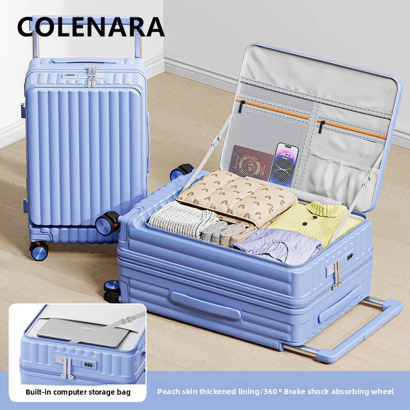 COLENARA Side Opening Suitcase 20"24"26 Inch Women's Boarding Box Men's Large Capacity Cart Case Cart Style Travel Luggage