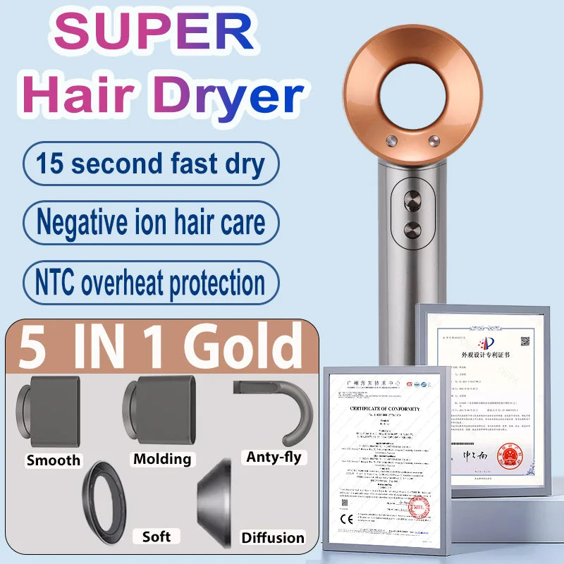 1600W Professional Hair-care Negative Ion Hair dryer 220V Leafless Hairdryer High Speed household Blow Dryer Salon Style Tool