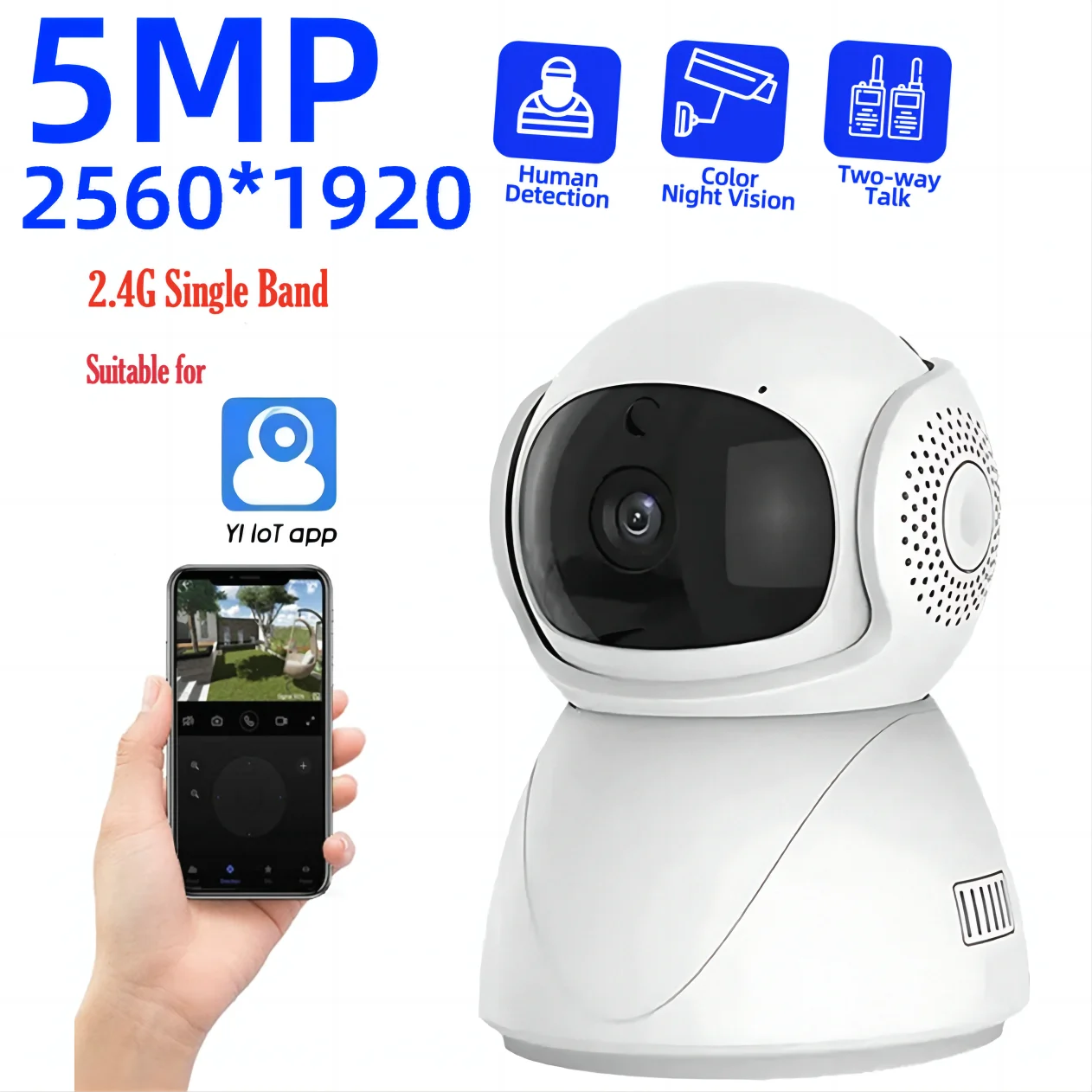 5G YI IoT WiFi Smart IP Camera 2MP/5MP AI Human Detect Color Night Vision Surveillance Camera Smart Life Baby Monitor Smart Home