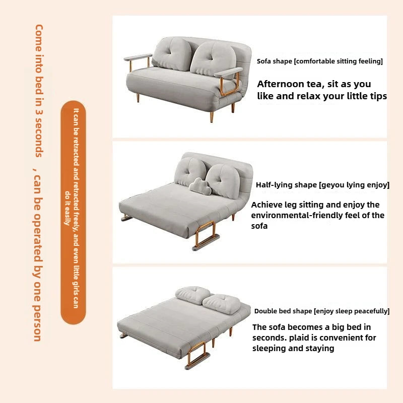 Foldable Balcony Latex Sofa Bed Dual-use Small Unit Double Living Room Light Luxury Cream Style Multifunctional Small Sofa
