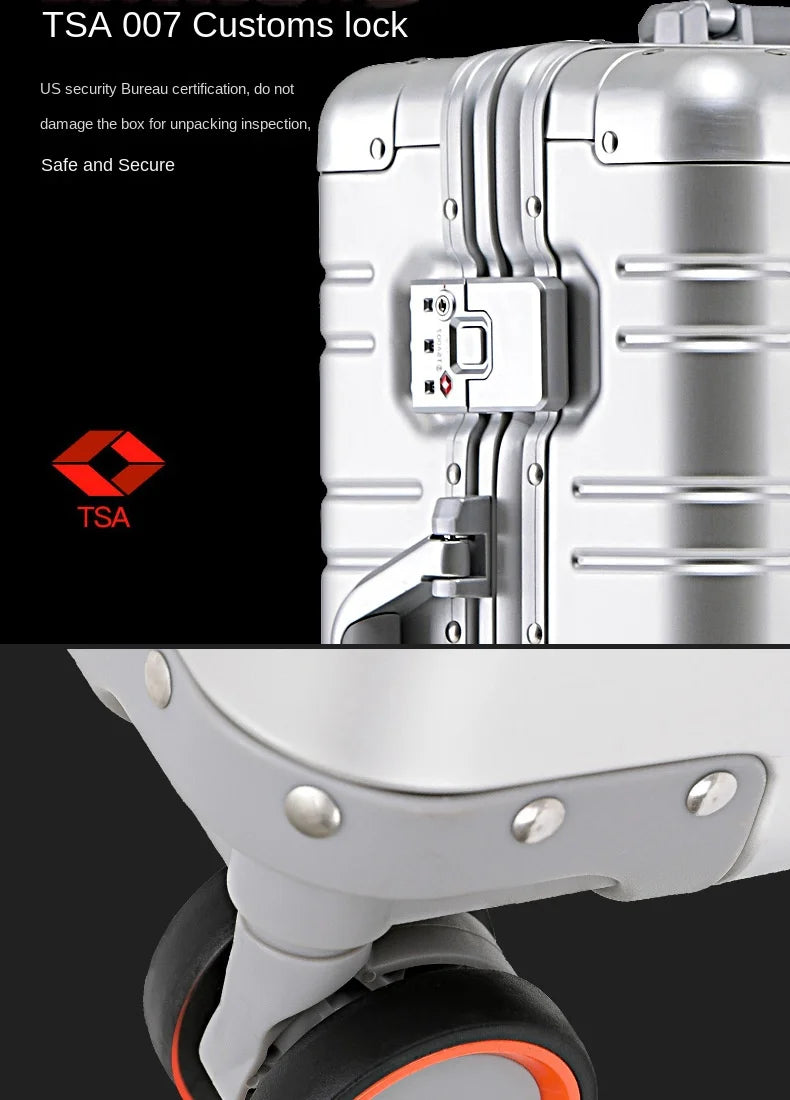 High Quality Senior Travel Luggage 100% Aluminum-magnesium Alloy Material  20/24/26/28 Size Spinner Brand Travel Suitcase