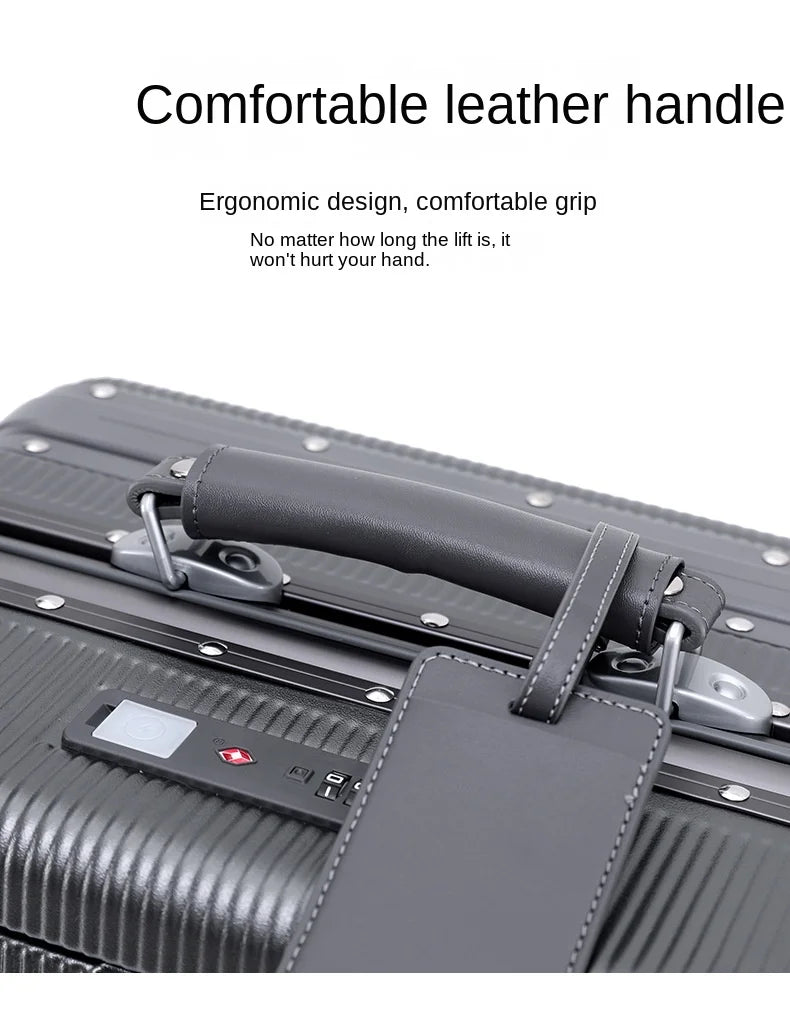 24"26 Inch Travel Suitcase Aluminum frame Wide Trolley Case Carry-on Luggage with Cup Holder 20Inch Boarding Box Rolling Luggage