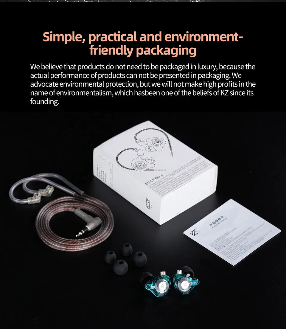 KZ EDX PRO X high-performance 10mm dynamic Hifi in ear sports music live monitoring wired headphones