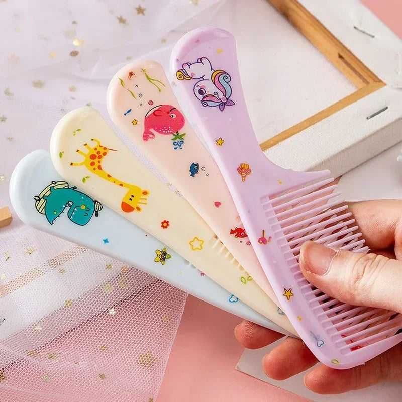 Cute Portable Anti-Static Plastic Hairdressing Comb Hairdressing 2Pcs For Girls Hair Comb Cartoon Baby Child Kids Hair Comb Set