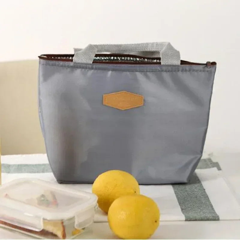 Lunch Box Camping Picnic Lunch Bag Solid Color Portable Insulated Refrigerated Cold Food Cooler Thermal Bag Handbag Hot