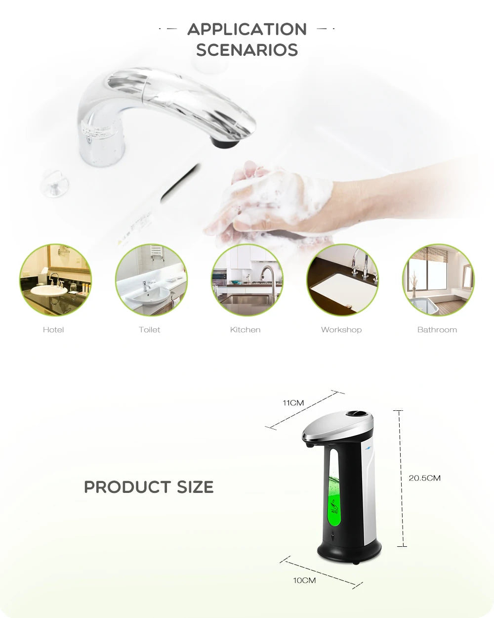 400ml Liquid Soap Dispensers Automatic ABS Intelligent Touchless Sensor Induction Hand Washer For Bathroom Kitchen Dispenser