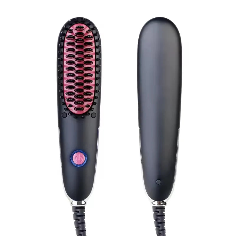 Hot Selling Fast Heating Negative Ion Straight Hair Brush Portable Ceramic Coating Straight Hair Comb Can Straighten Beard