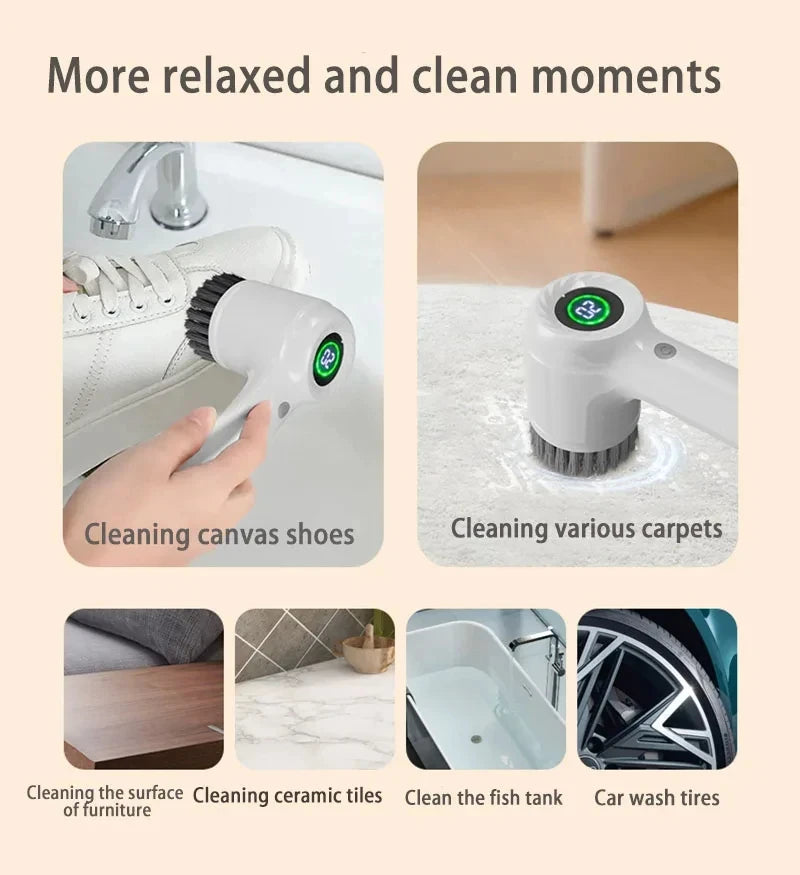 Xiaomi Electric Scrubber LED Display Cleaning Brush Waterproof High Speed Powerful 4head Cleaning Brush For Bathroom Kitchen